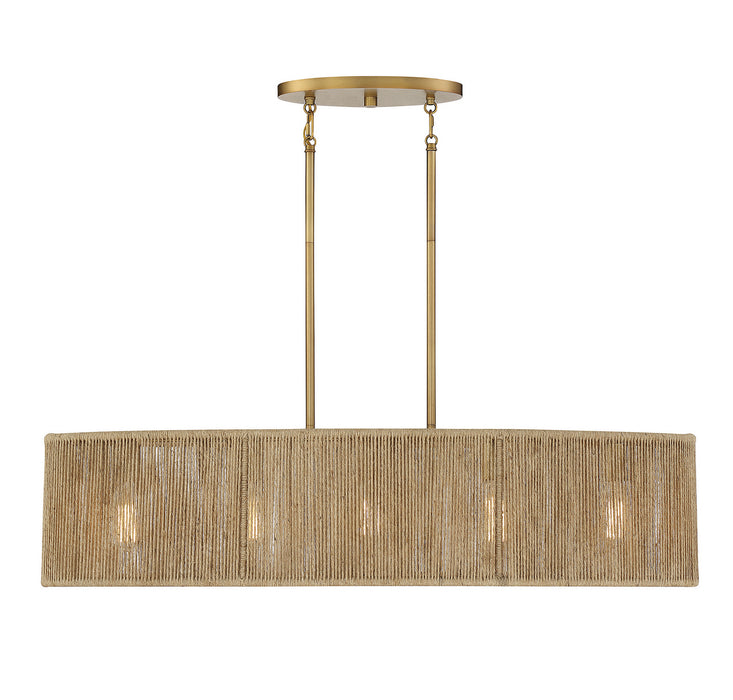 Savoy House 1-1738-5-320 Five Light Chandelier, Warm Brass and Rope