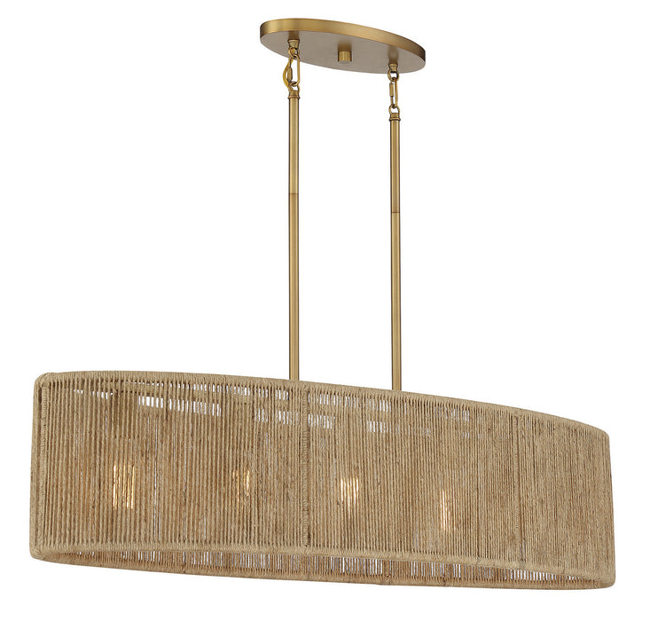 Savoy House 1-1738-5-320 Five Light Chandelier, Warm Brass and Rope