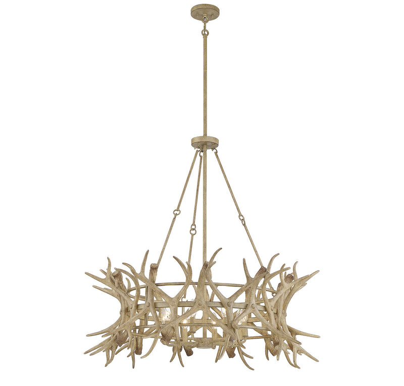 Savoy House 1-1760-8-198 Eight Light Chandelier, Natural Antler