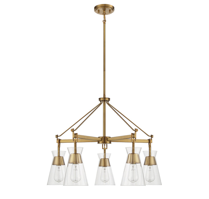 Savoy House 1-1832-5-322 Five Light Chandelier, Warm Brass