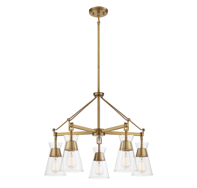 Savoy House 1-1832-5-322 Five Light Chandelier, Warm Brass