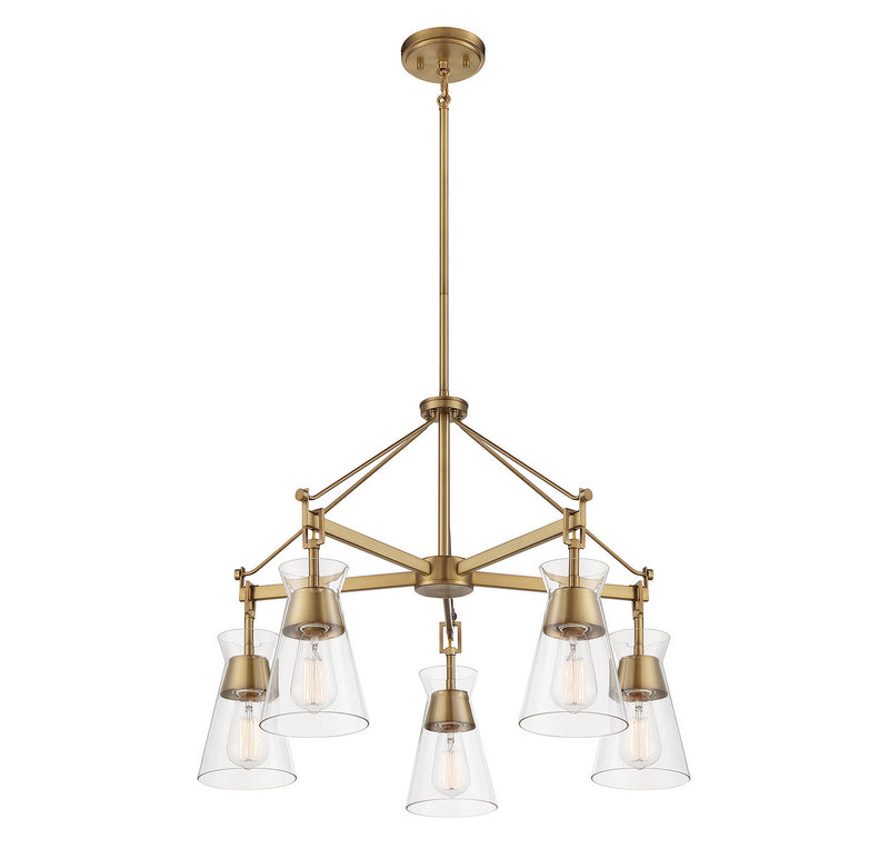 Savoy House 1-1832-5-322 Five Light Chandelier, Warm Brass