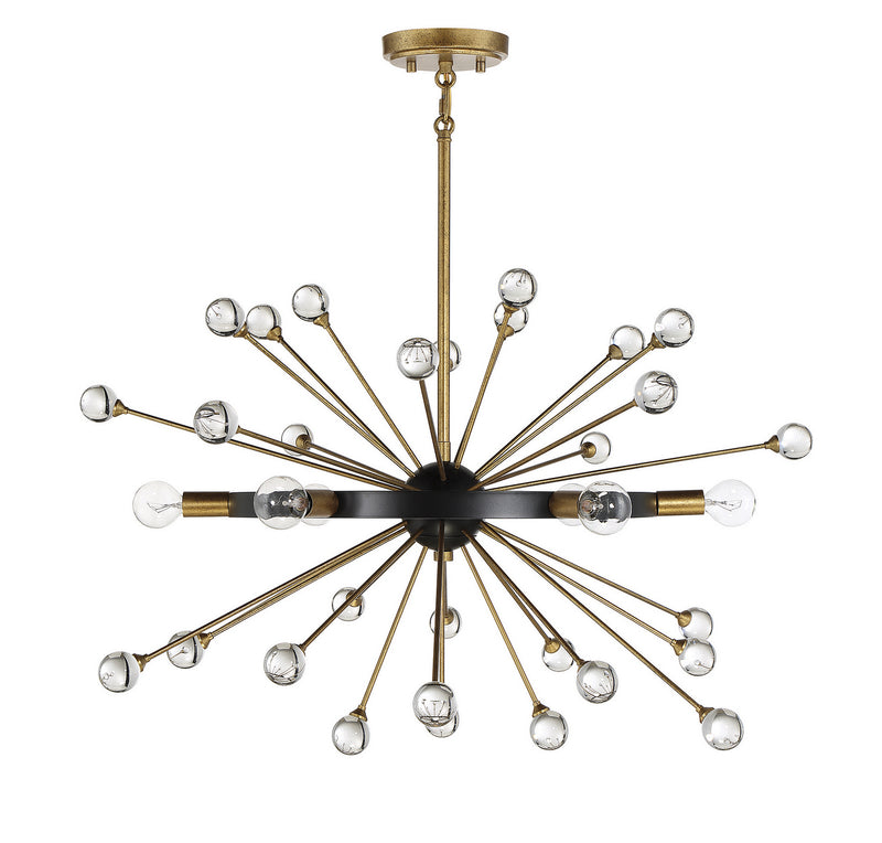 Savoy House 1-1857-6-62 Six Light Chandelier, Como Black with Gold