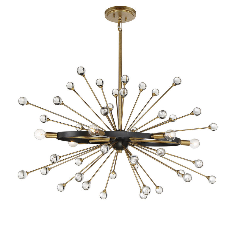Savoy House 1-1858-6-62 Six Light Chandelier, Como Black with Gold
