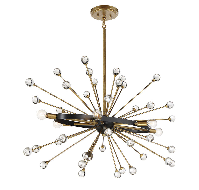 Savoy House 1-1858-6-62 Six Light Chandelier, Como Black with Gold