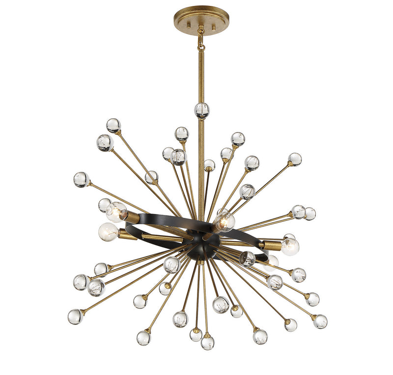 Savoy House 1-1858-6-62 Six Light Chandelier, Como Black with Gold