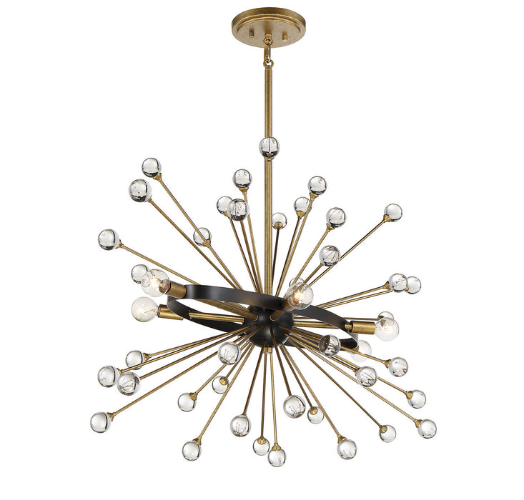 Savoy House 1-1858-6-62 Six Light Chandelier, Como Black with Gold