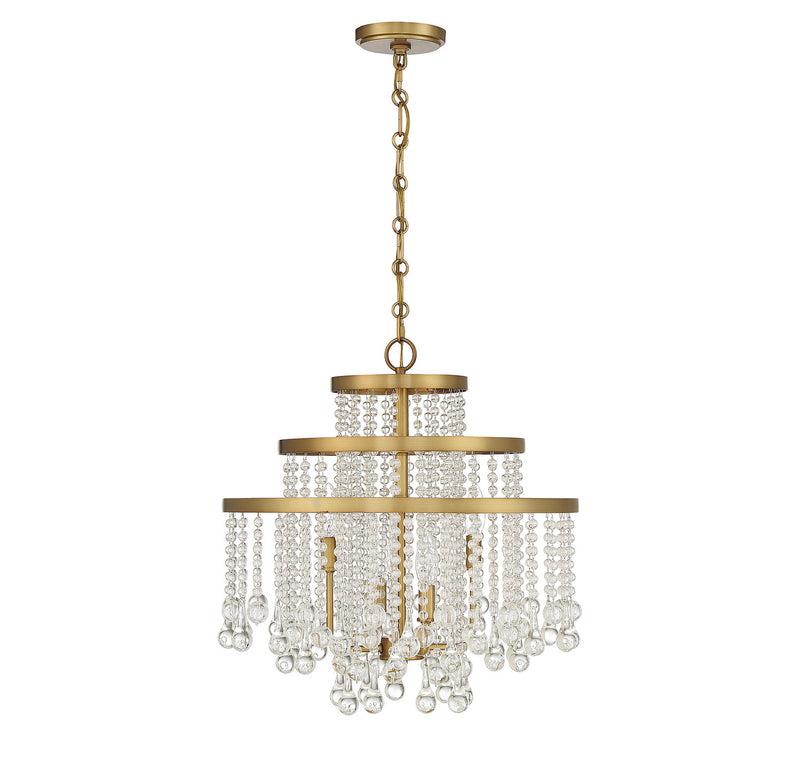 Savoy House 1-1866-4-322 Four Light Chandelier, Warm Brass