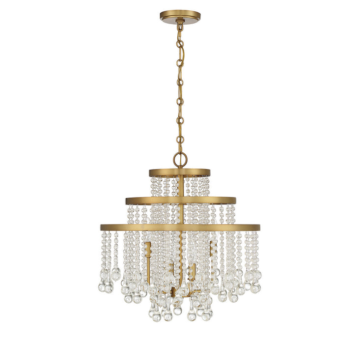 Savoy House 1-1866-4-322 Four Light Chandelier, Warm Brass