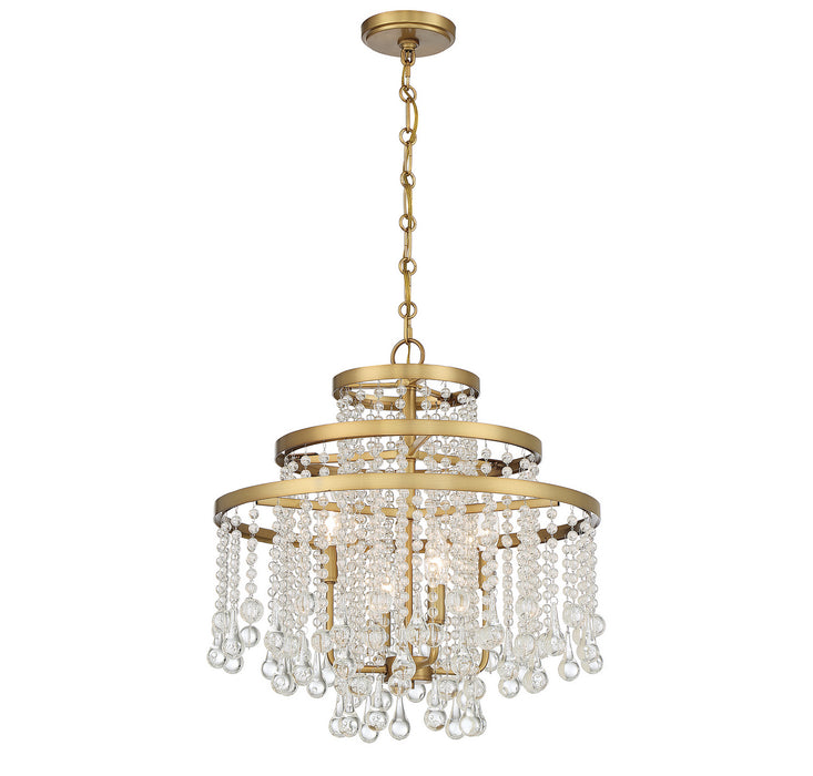 Savoy House 1-1866-4-322 Four Light Chandelier, Warm Brass