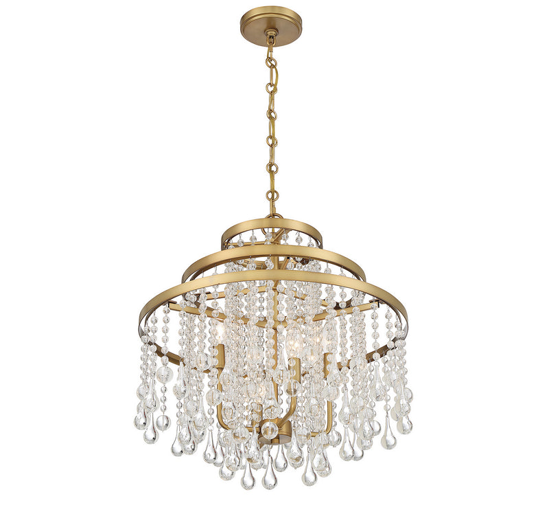Savoy House 1-1866-4-322 Four Light Chandelier, Warm Brass