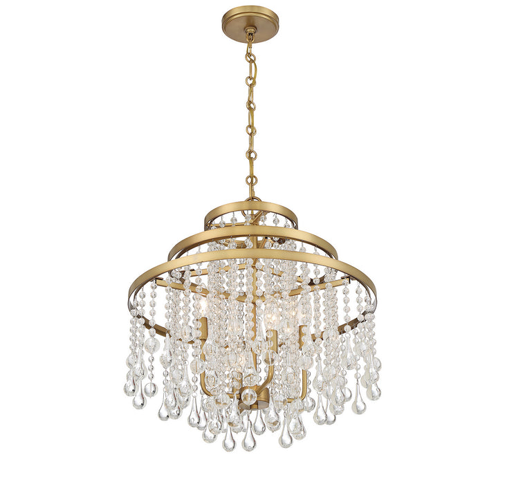 Savoy House 1-1866-4-322 Four Light Chandelier, Warm Brass