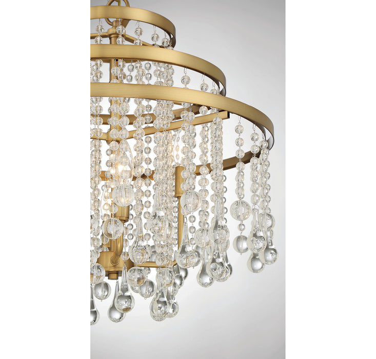 Savoy House 1-1866-4-322 Four Light Chandelier, Warm Brass