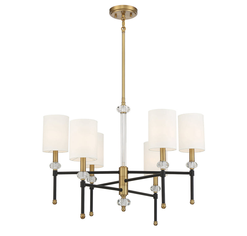 Savoy House 1-1887-6-143 Six Light Chandelier, Matte Black with Warm Brass