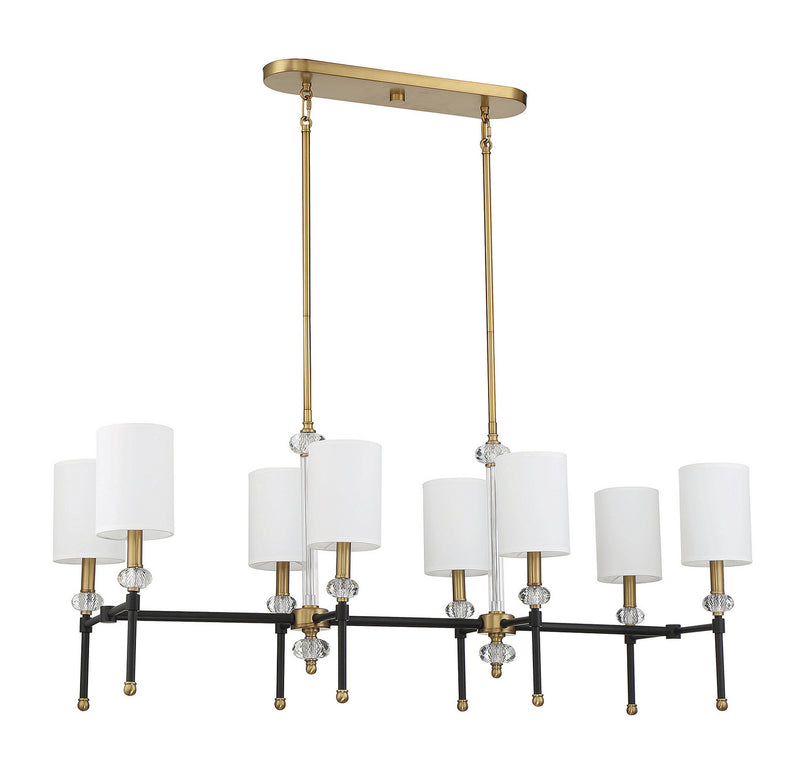 Savoy House 1-1889-8-143 Eight Light Linear Chandelier, Matte Black with Warm Brass