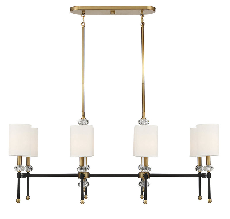 Savoy House 1-1889-8-143 Eight Light Linear Chandelier, Matte Black with Warm Brass