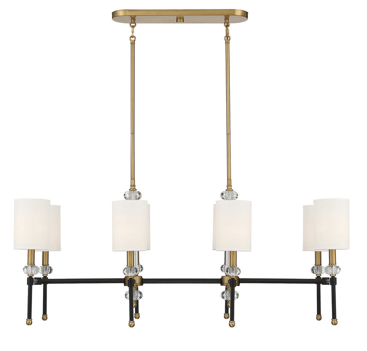 Savoy House 1-1889-8-143 Eight Light Linear Chandelier, Matte Black with Warm Brass