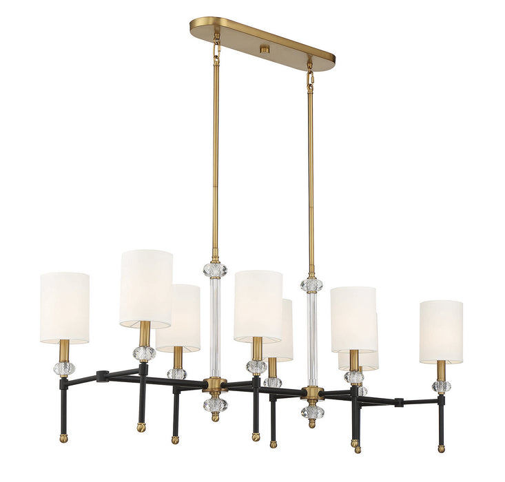 Savoy House 1-1889-8-143 Eight Light Linear Chandelier, Matte Black with Warm Brass