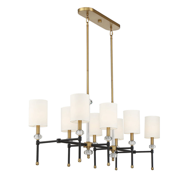 Savoy House 1-1889-8-143 Eight Light Linear Chandelier, Matte Black with Warm Brass
