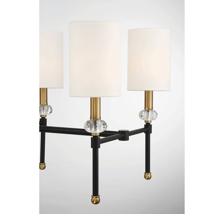 Savoy House 1-1889-8-143 Eight Light Linear Chandelier, Matte Black with Warm Brass