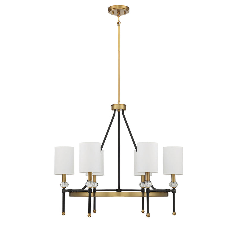 Savoy House 1-1893-6-143 Six Light Chandelier, Matte Black with Warm Brass