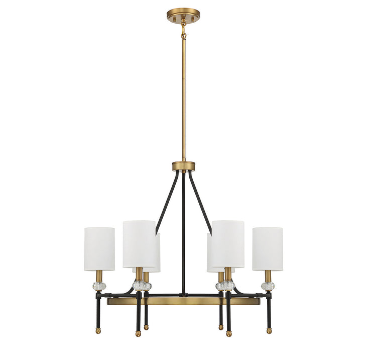 Savoy House 1-1893-6-143 Six Light Chandelier, Matte Black with Warm Brass
