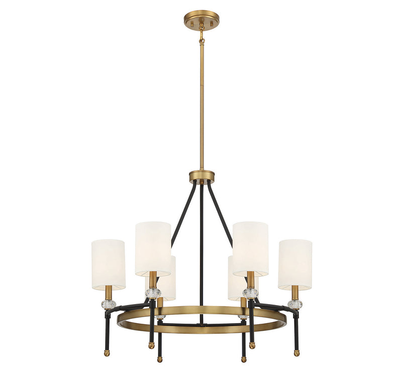 Savoy House 1-1893-6-143 Six Light Chandelier, Matte Black with Warm Brass