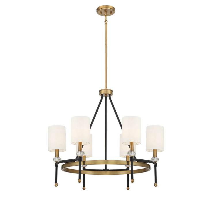 Savoy House 1-1893-6-143 Six Light Chandelier, Matte Black with Warm Brass