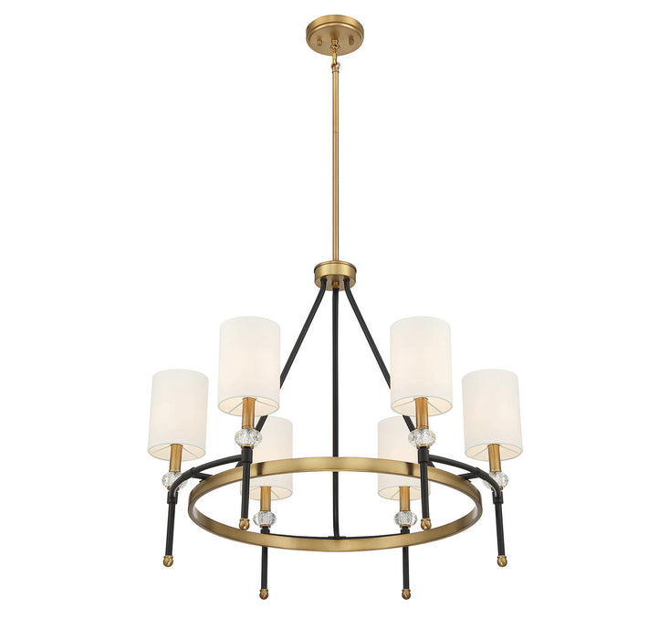 Savoy House 1-1893-6-143 Six Light Chandelier, Matte Black with Warm Brass