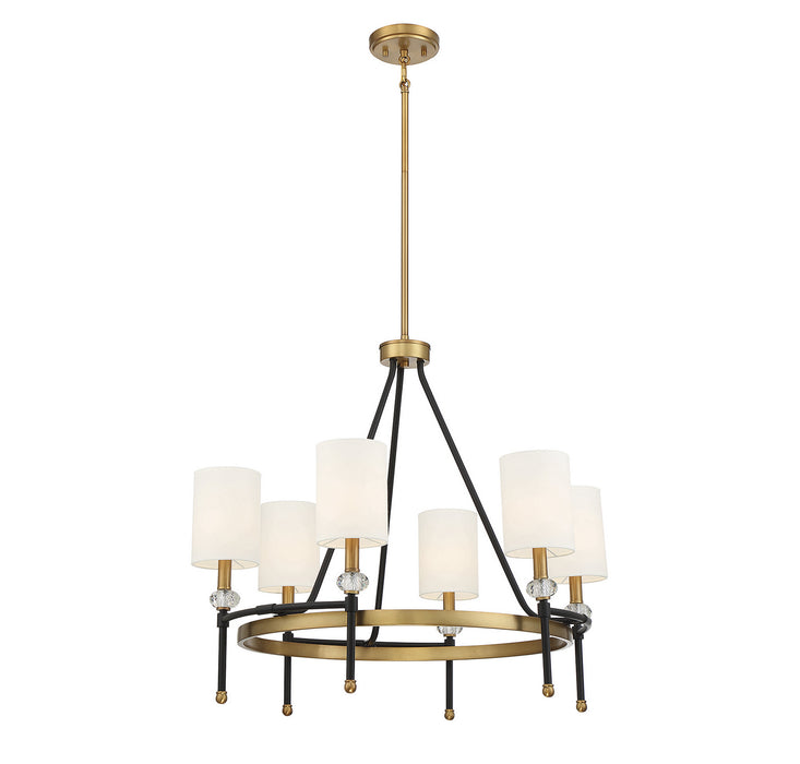 Savoy House 1-1893-6-143 Six Light Chandelier, Matte Black with Warm Brass