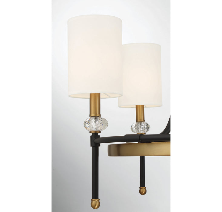 Savoy House 1-1893-6-143 Six Light Chandelier, Matte Black with Warm Brass