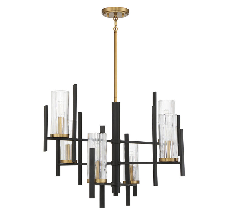 Savoy House 1-1906-6-143 Six Light Chandelier, Matte Black with Warm Brass