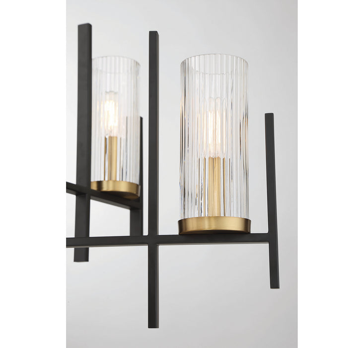Savoy House 1-1906-6-143 Six Light Chandelier, Matte Black with Warm Brass