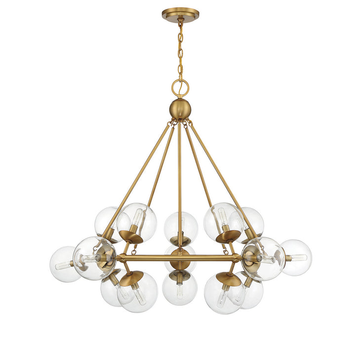 Savoy House 1-1932-15-322 15 Light Chandelier, Warm Brass
