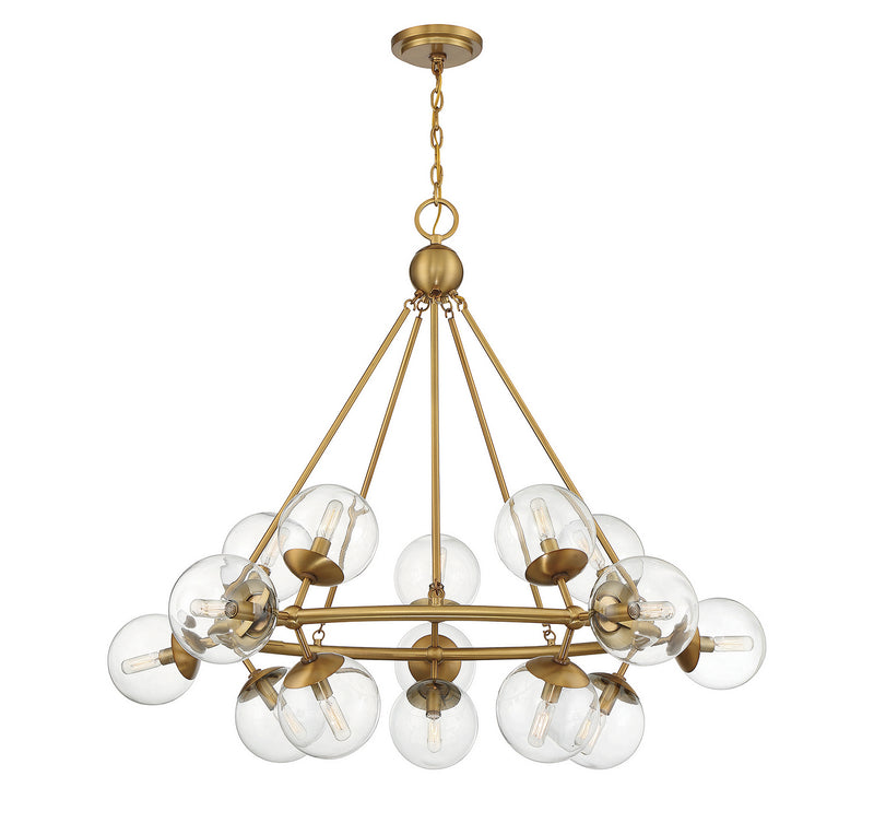 Savoy House 1-1932-15-322 15 Light Chandelier, Warm Brass
