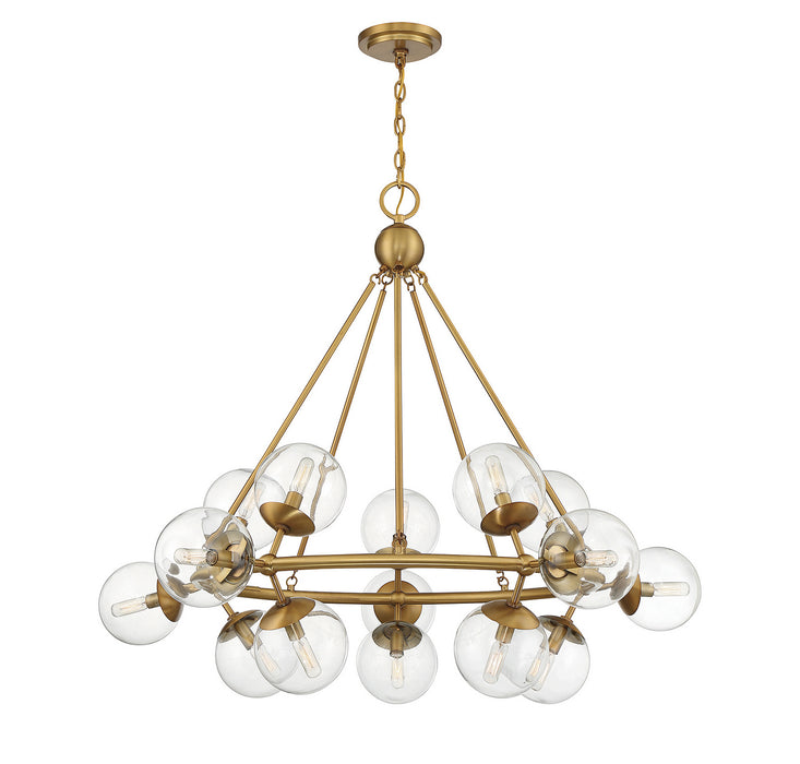Savoy House 1-1932-15-322 15 Light Chandelier, Warm Brass