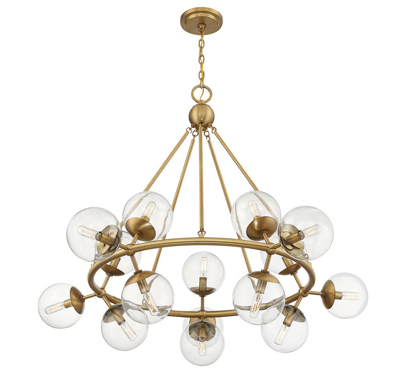 Savoy House 1-1932-15-322 15 Light Chandelier, Warm Brass