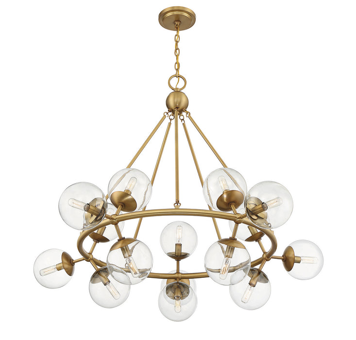 Savoy House 1-1932-15-322 15 Light Chandelier, Warm Brass