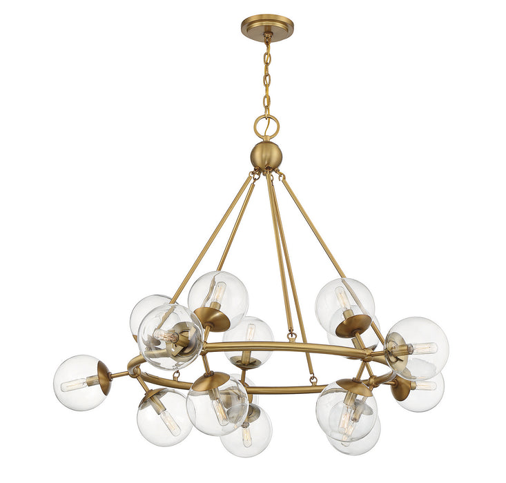 Savoy House 1-1932-15-322 15 Light Chandelier, Warm Brass