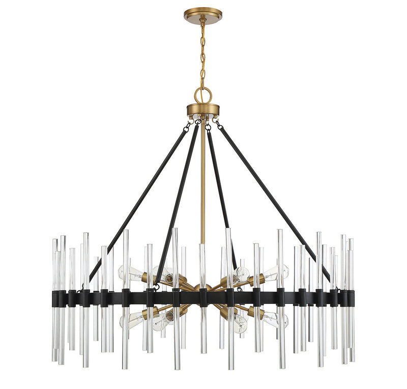 Savoy House 1-1934-12-143 12 Light Chandelier, Matte Black with Warm Brass