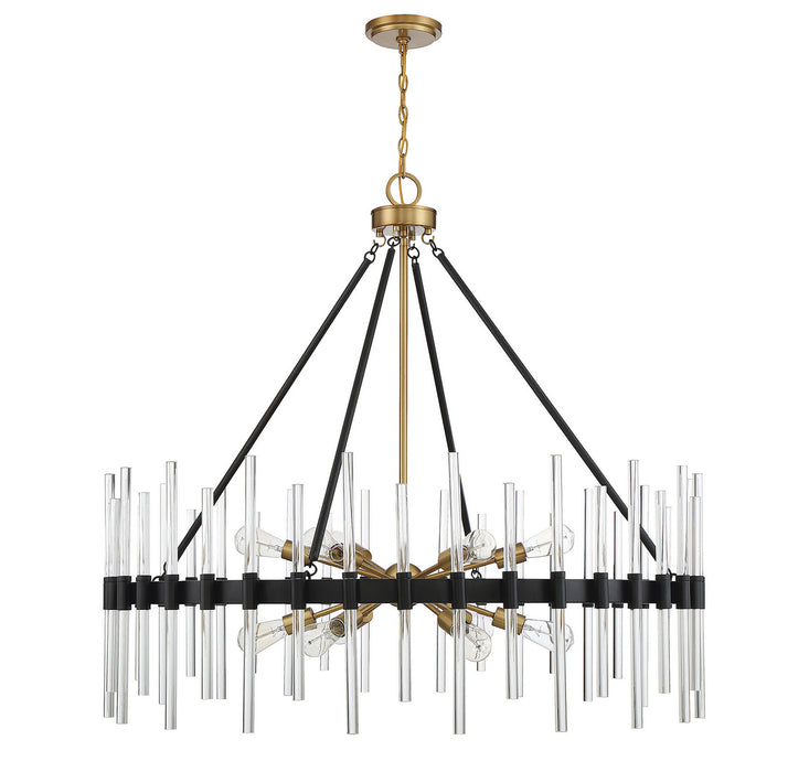 Savoy House 1-1934-12-143 12 Light Chandelier, Matte Black with Warm Brass