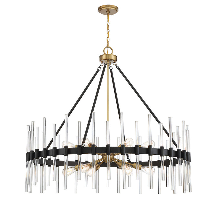 Savoy House 1-1934-12-143 12 Light Chandelier, Matte Black with Warm Brass