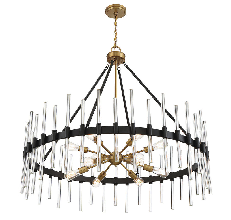 Savoy House 1-1934-12-143 12 Light Chandelier, Matte Black with Warm Brass