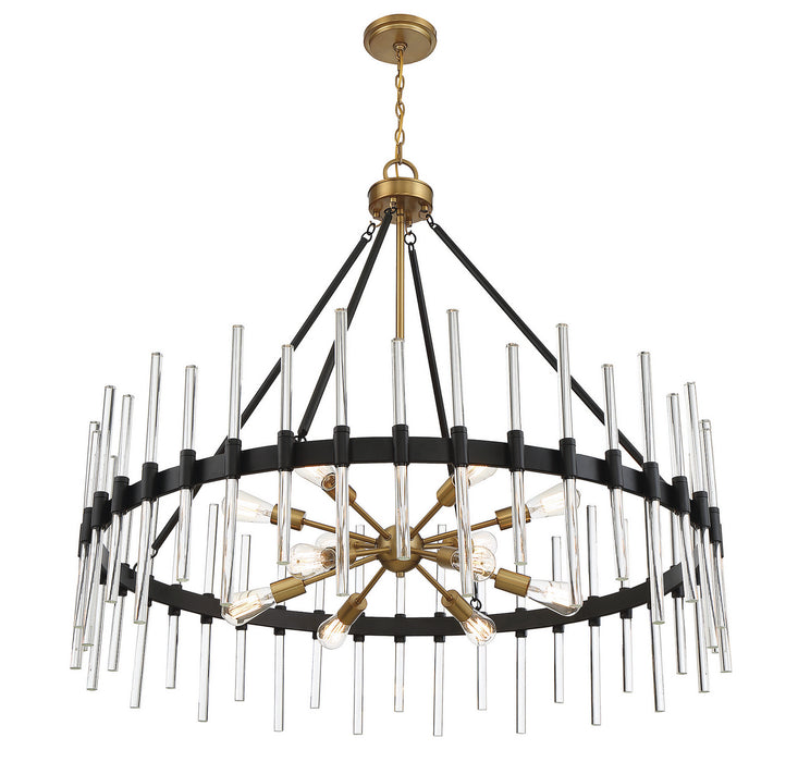 Savoy House 1-1934-12-143 12 Light Chandelier, Matte Black with Warm Brass