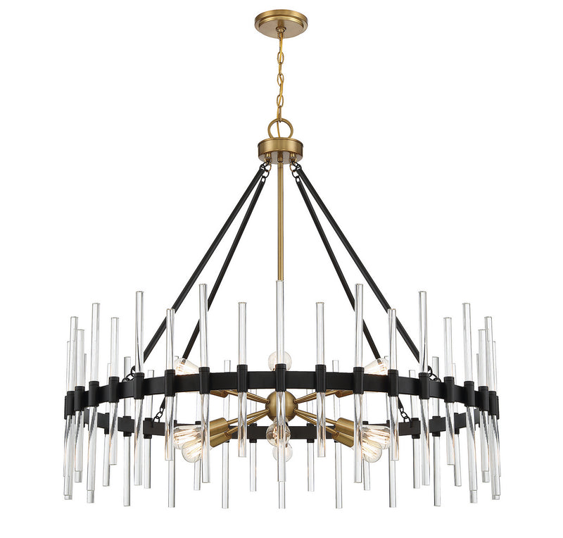 Savoy House 1-1934-12-143 12 Light Chandelier, Matte Black with Warm Brass