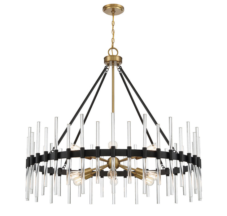 Savoy House 1-1934-12-143 12 Light Chandelier, Matte Black with Warm Brass