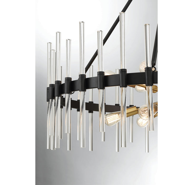 Savoy House 1-1934-12-143 12 Light Chandelier, Matte Black with Warm Brass