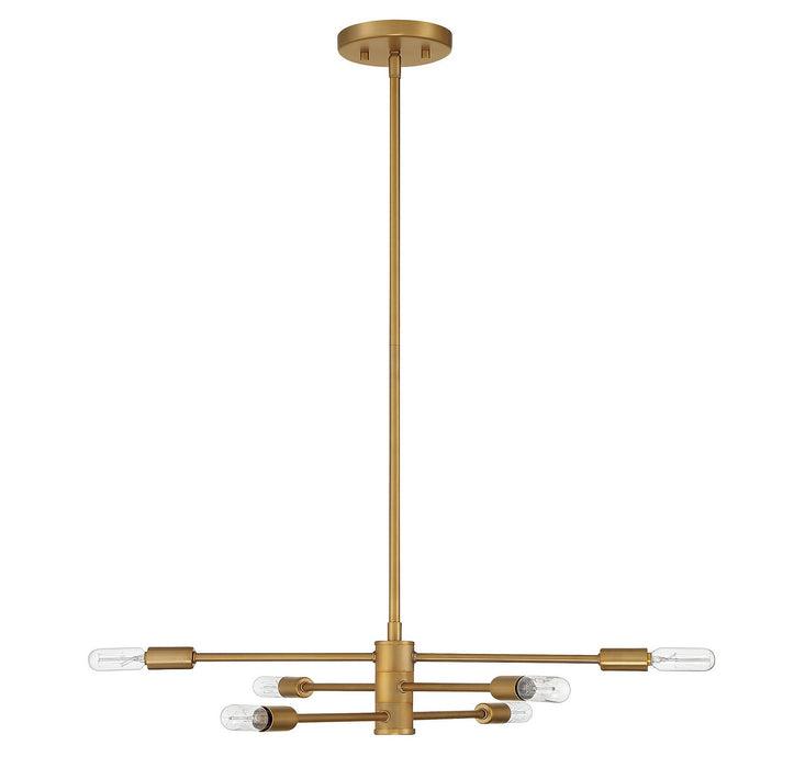 Savoy House 1-7000-6-322 Six Light Chandelier, Warm Brass