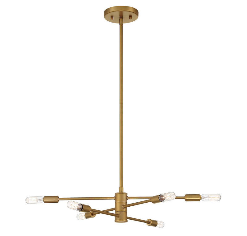 Savoy House 1-7000-6-322 Six Light Chandelier, Warm Brass
