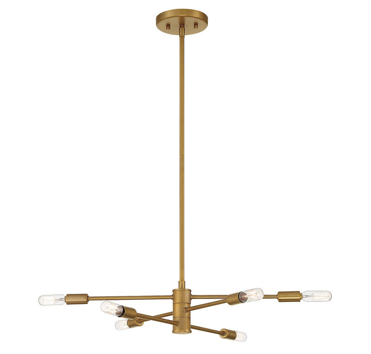 Savoy House 1-7000-6-322 Six Light Chandelier, Warm Brass